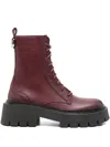 Vic Matie Leather Platform Boots In Red