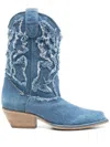 Vic Matie Denim 505 Texan Ankle Boots In Blue Denim In Sea Blue