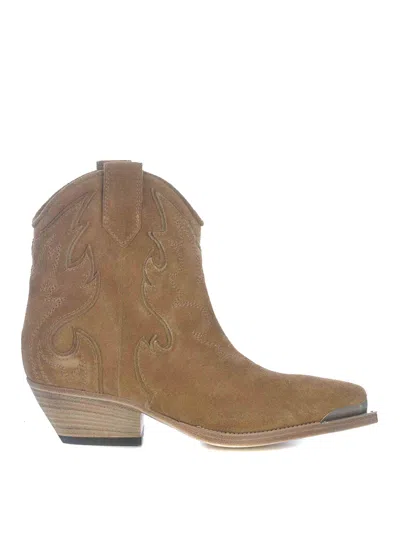 Vic Matie Suede Ankle Boots In Brown