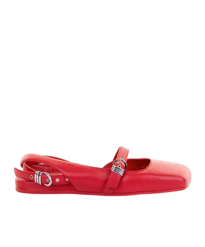 Vic Matie Buckle Detailed Square Toe Sandals In Red