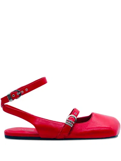 Vic Matie Buckle-strap Flat Pumps In Red