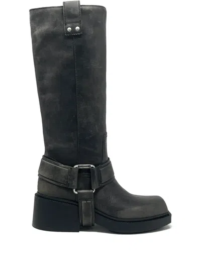 Vic Matie Buckle-strap Leather Boots In Black
