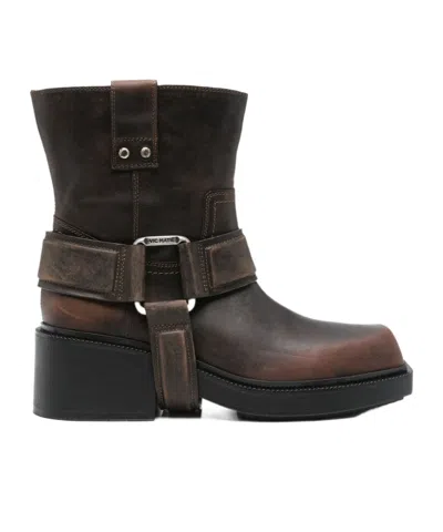 Vic Matie Buckle-loop Motorcycle Boots In Brown