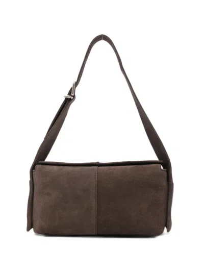 Vic Matie Buckle-strap Suede Shoulder Bag In Pink