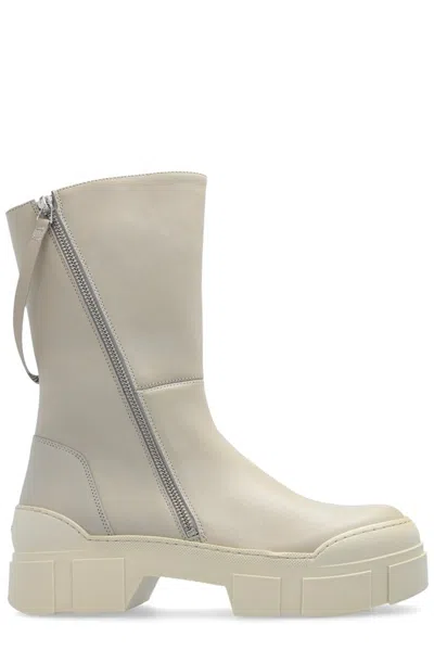 Vic Matie Leather Boots In Grey