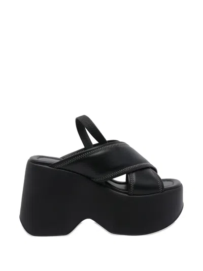 Vic Matie Crossover Plateau Sandals In Black