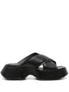 Vic Matie Crossover-strap Leather Slides In Black