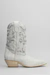 Vic Matie Denim 305 Texan Ankle Boots In Grey Fabric In Grey