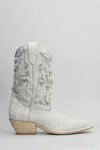 Vic Matie Denim 305 Texan Ankle Boots In Grey Fabric In Grey