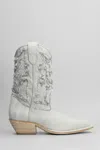 Vic Matie Denim 305 Texan Ankle Boots In Grey Fabric In Grey