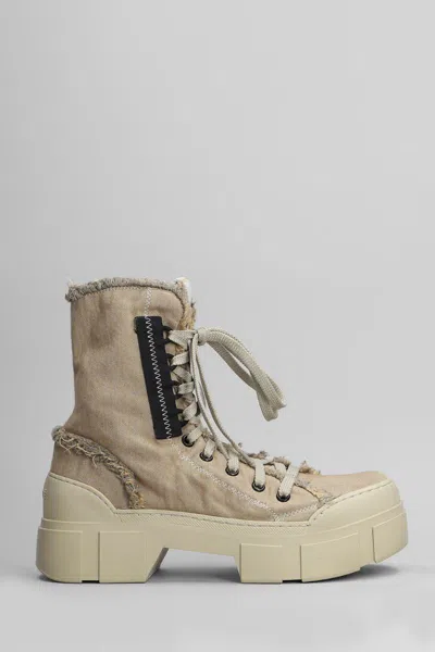 Vic Matie Denim-enzini 305-355 Combat Boots In Beige