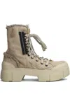Vic Matie Denim-enzini 305-355 Combat Boots In Beige Fabric In Neutrals