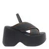 Vic Matie Denim Plateau Sandals In Black