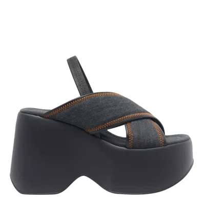 VIC MATIE DENIM PLATEAU SANDALS