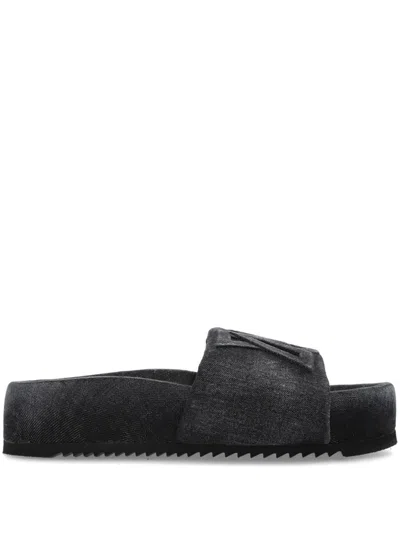 Vic Matie Denim Slides In Grey