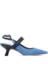 Vic Matie Bonbon Pumps In Denim With Elastic In 蓝色