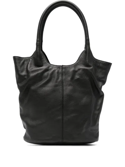 Vic Matie Double-handle Leather Tote Bag In Black