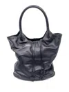 Vic Matie Drawstring Leather Tote Bag In Gray