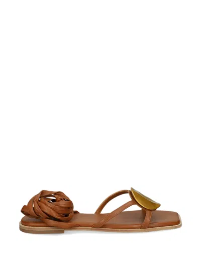 Vic Matie Embellished Tie-fastening Sandals In Brown