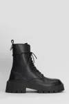 Vic Matie Etna 101 Combat Boots In Black Leather In Black