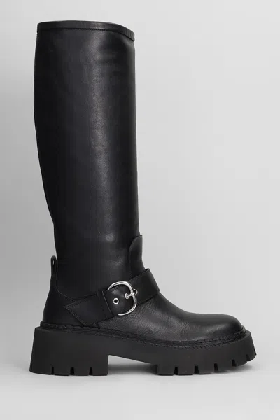 Vic Matie Etna 101 Low Heels Boots In Black Leather