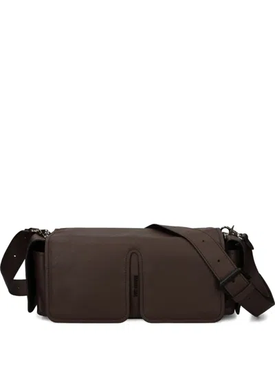 Vic Matie Flap Leather Cross Body Bag In Brown