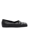 Vic Matie Square Closed Slipper Shoe In Leather With Applied Studs In Black