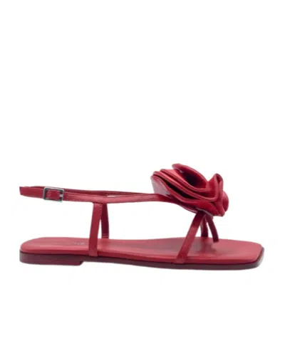 Vic Matie Floral Applique Singback Sandals In Red