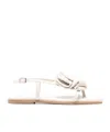 Vic Matie Floral Applique Singback Sandals In White