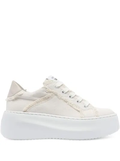 Vic Matie Frayed-brim Sneakers In White