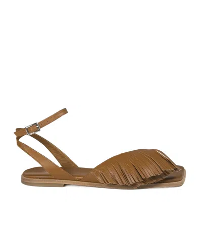 Vic Matie Fringe Strap Flat Sandals In Brown
