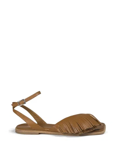 Vic Matie Fringed Flat Sandals In Brown