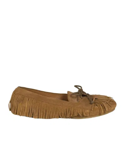 Vic Matie Fringed Loafer Flat Shoes In Brown