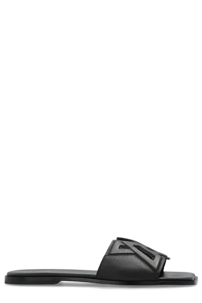 Vic Matie Geometric Slide Sandals In Black