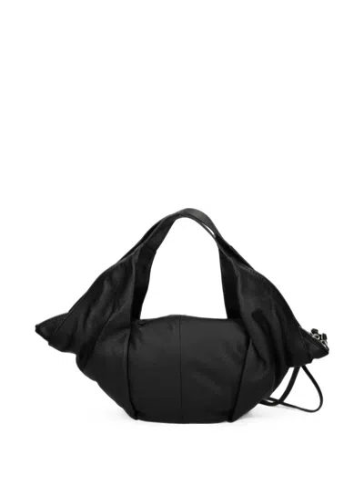 Vic Matie Grained Leather Draped Tote Bag In Black