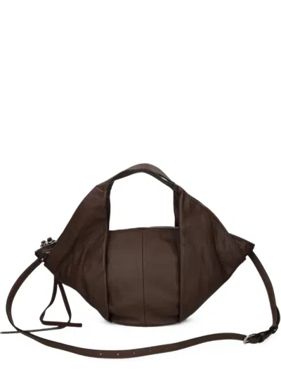 Vic Matie Grained Leather Tote Bag In Brown