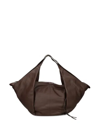Vic Matie Grained Leather Tote Bag In Brown