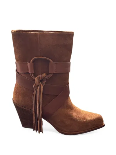Vic Matie H10 Jolene West Tassel-detail Wrap-strap Boots In Brown