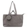 Vic Matie Zip-closure Suede Tote Bag In Gray