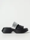 Vic Matie Mini Yoko Sandal In Black And Silver Leather In Sand