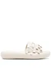 Vic Matie Interwoven Leather Slides In Neutrals