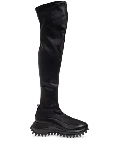 Vic Matie Knee-high Stretch Boots In Black