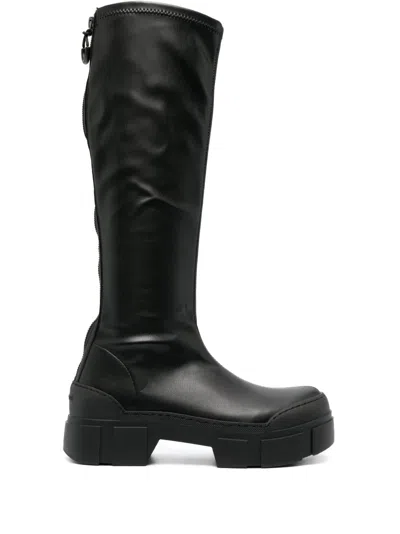 Vic Matie Knee-length Leather Boots In Black