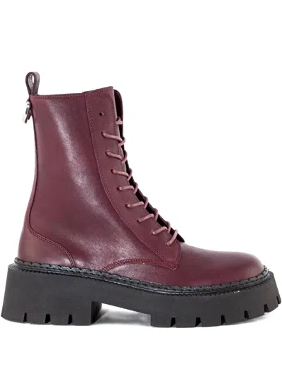 Vic Matie Lace-up Ring-detail Boots In Red