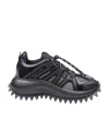 Vic Matie Split Sneakers In Rubberized Calfskin And Technical Fabric In Black