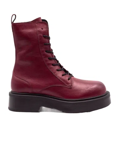 Vic Matie Lace-up Platform Ankle Boots In Burgundy