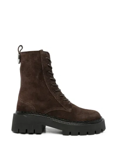 Vic Matie Lace-up Suede Ankle Boots In Brown