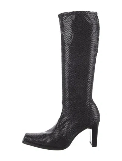 Pre-owned Vic Matie Leather Animal Print Boots In Black