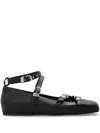 Vic Matie Leather Ballet Flats In Black