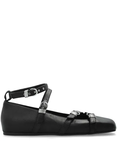 Vic Matie Leather Ballet Flats In Black